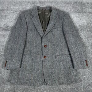 Harris Tweed Blazer Men's 42R Gray 100% Scottish Wool USA Loeb's Vintage‎ Coat